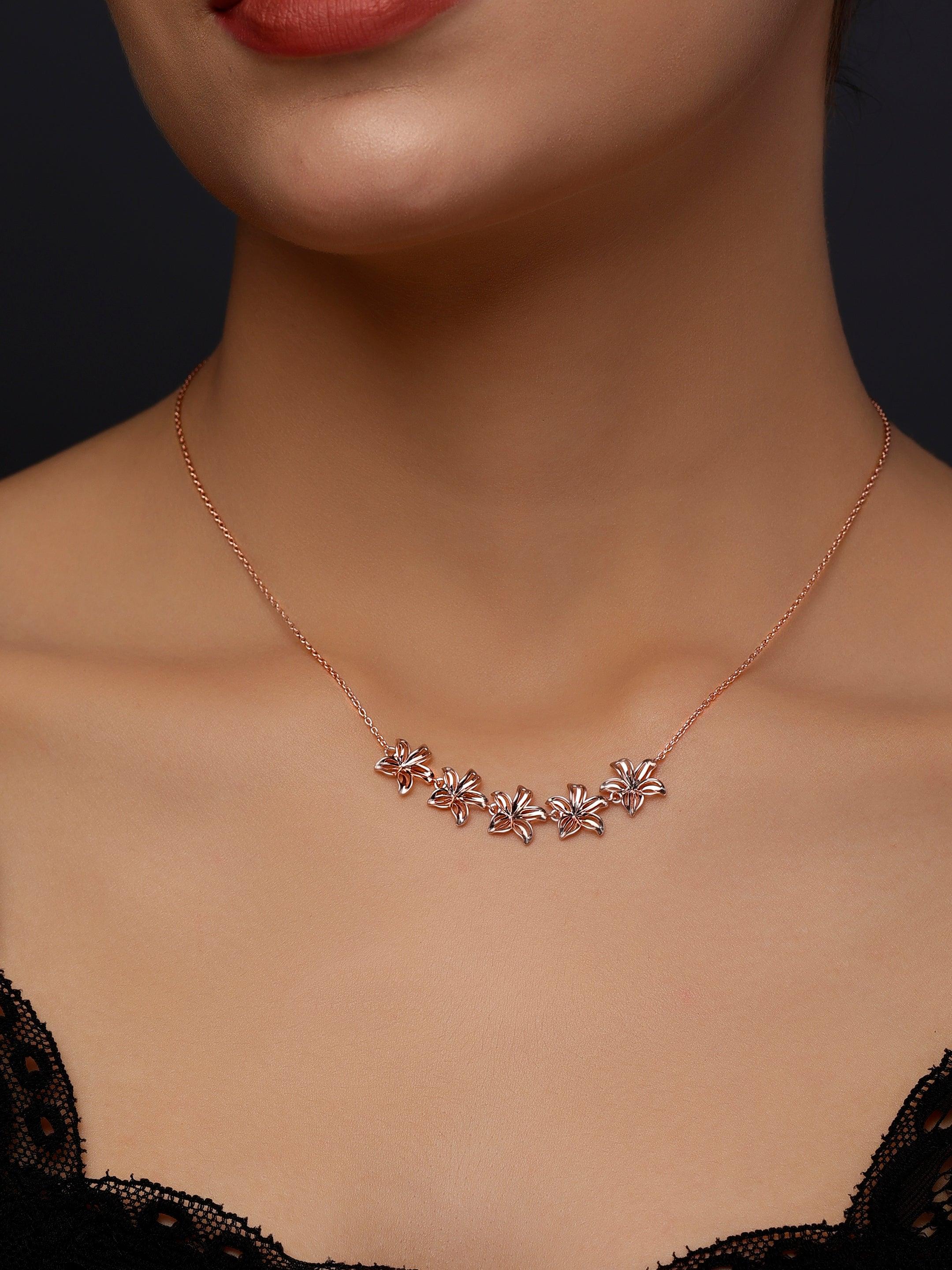 Floral Cascade Silver Necklace - Diavo Jewels