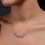 Radiant Row of Flowers Silver Necklace - Diavo Jewels