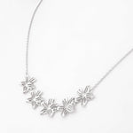 Radiant Row of Flowers Silver Necklace - Diavo Jewels