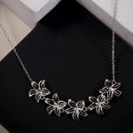 Radiant Row of Flowers Silver Necklace - Diavo Jewels