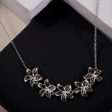 Radiant Row of Flowers Silver Necklace - Diavo Jewels