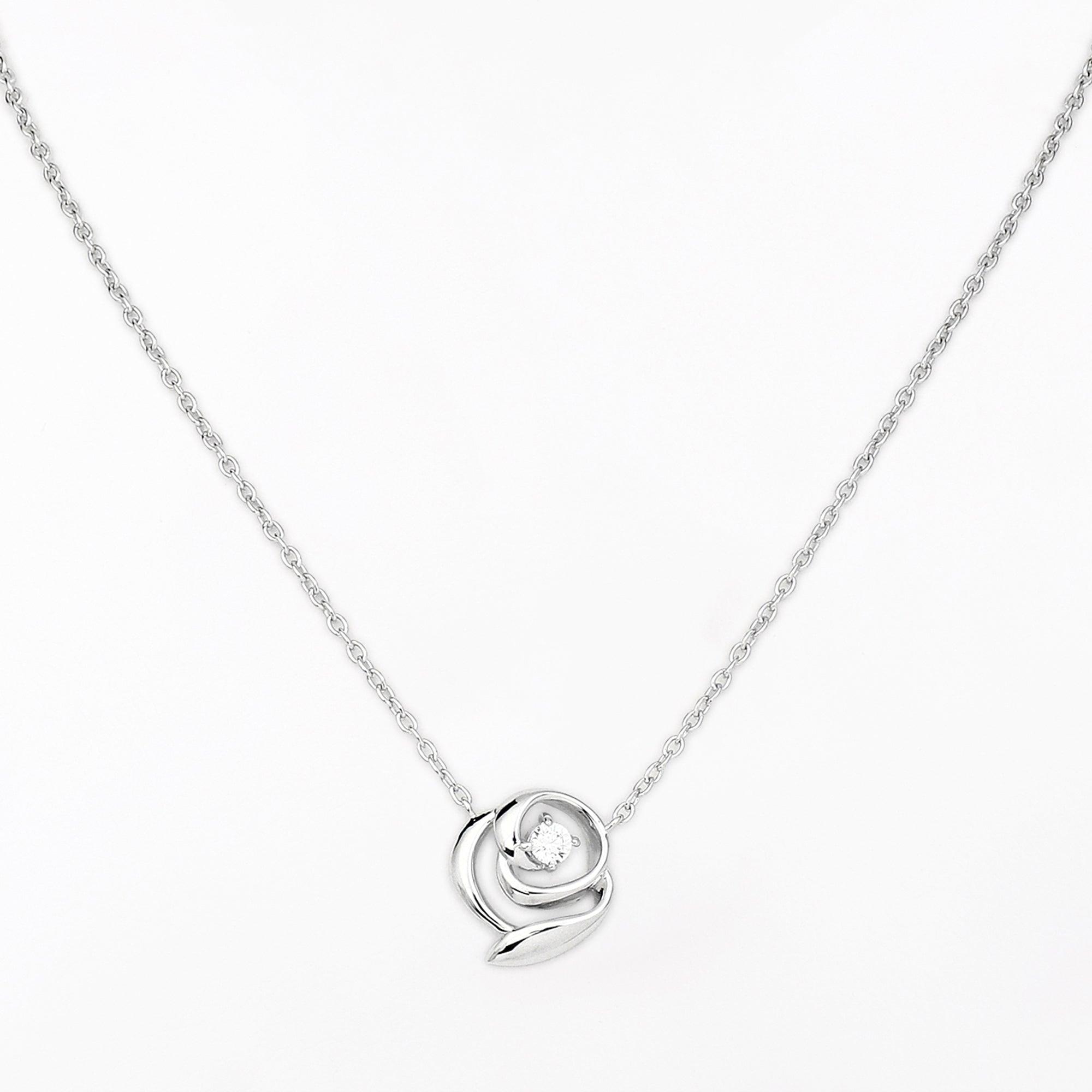 Rosy Radiant Rhodium Plated Silver Necklace - Diavo Jewels