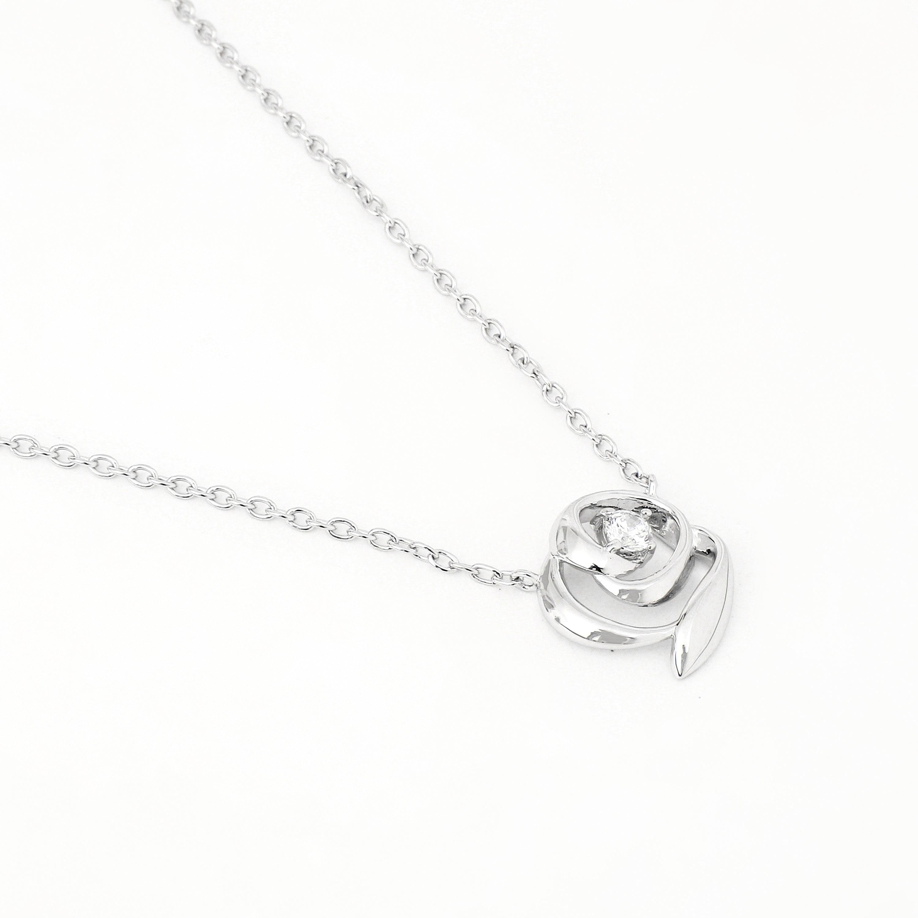 Rosy Radiant Rhodium Plated Silver Necklace - Diavo Jewels