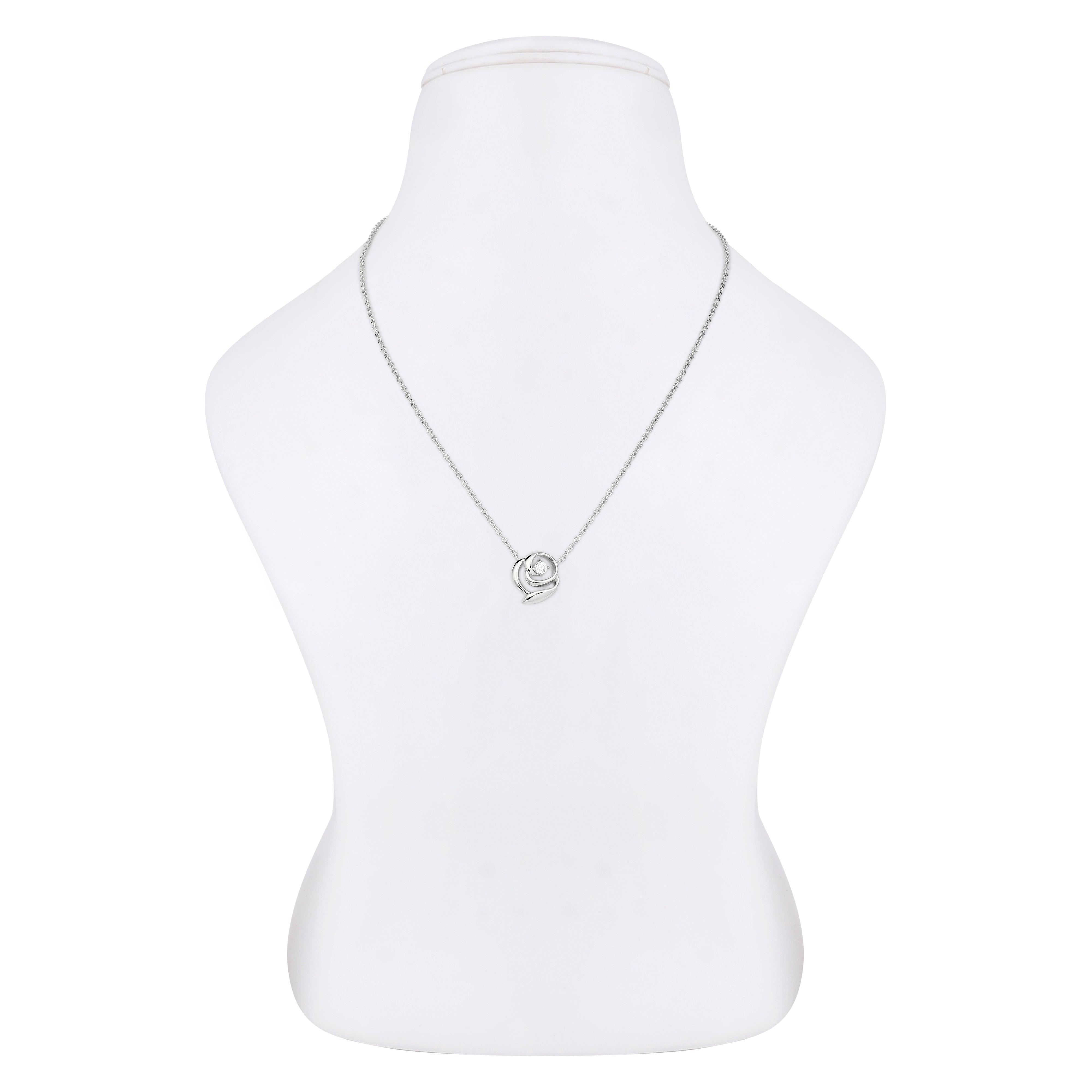 Rosy Radiant Rhodium Plated Silver Necklace - Diavo Jewels