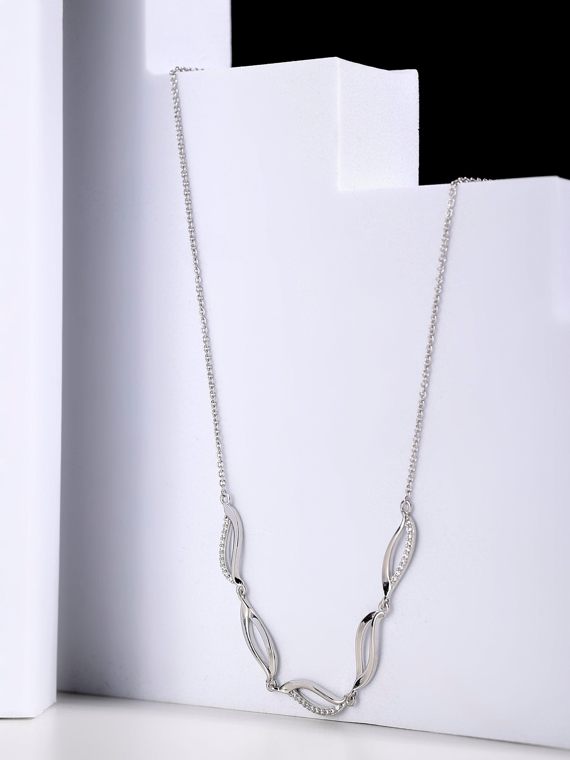 Graceful Curve Ensemble Silver Necklace - Diavo Jewels