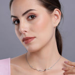 Graceful Curve Ensemble Silver Necklace - Diavo Jewels