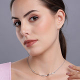 Graceful Curve Ensemble Silver Necklace - Diavo Jewels