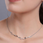 Graceful Curve Ensemble Silver Necklace - Diavo Jewels