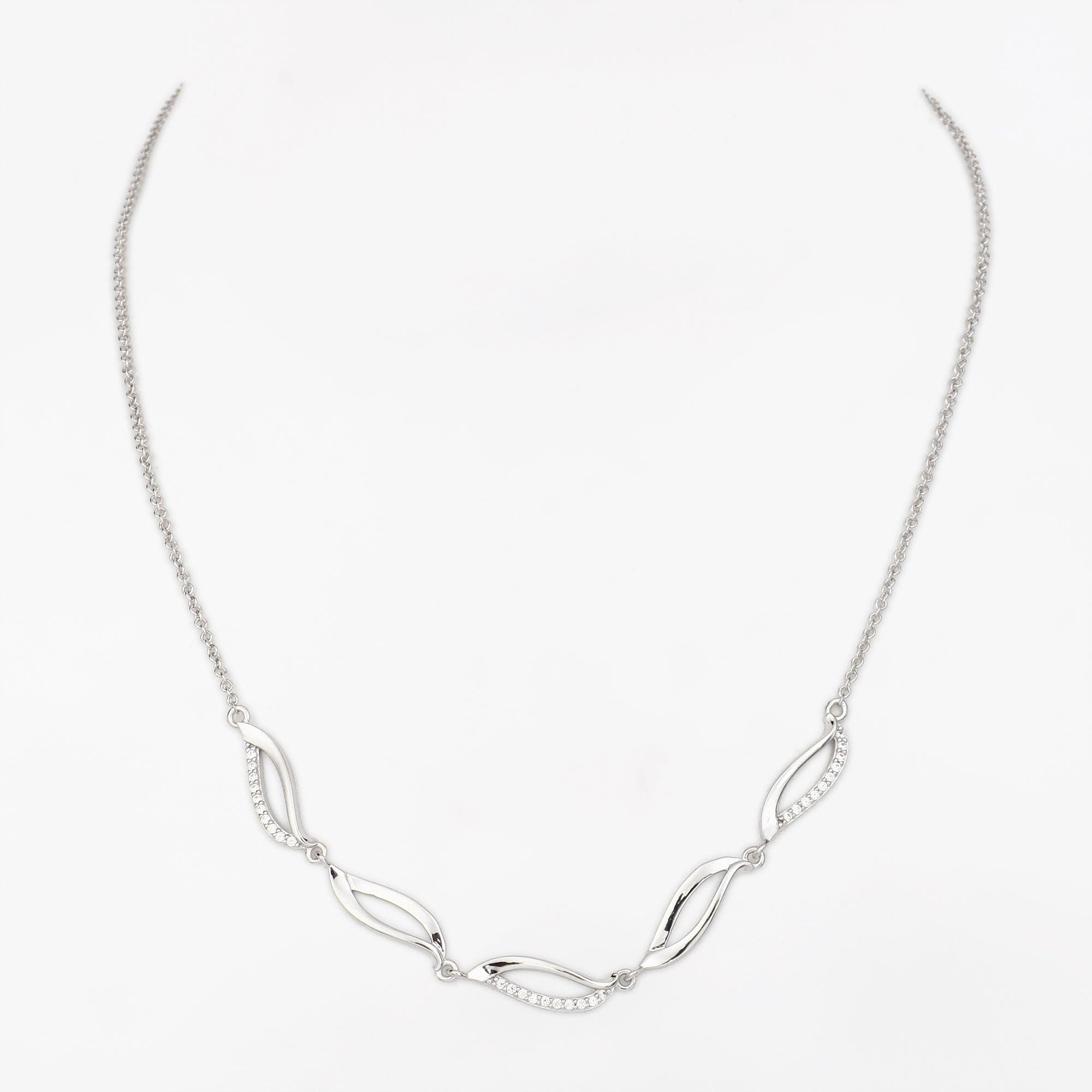 Graceful Curve Ensemble Silver Necklace - Diavo Jewels