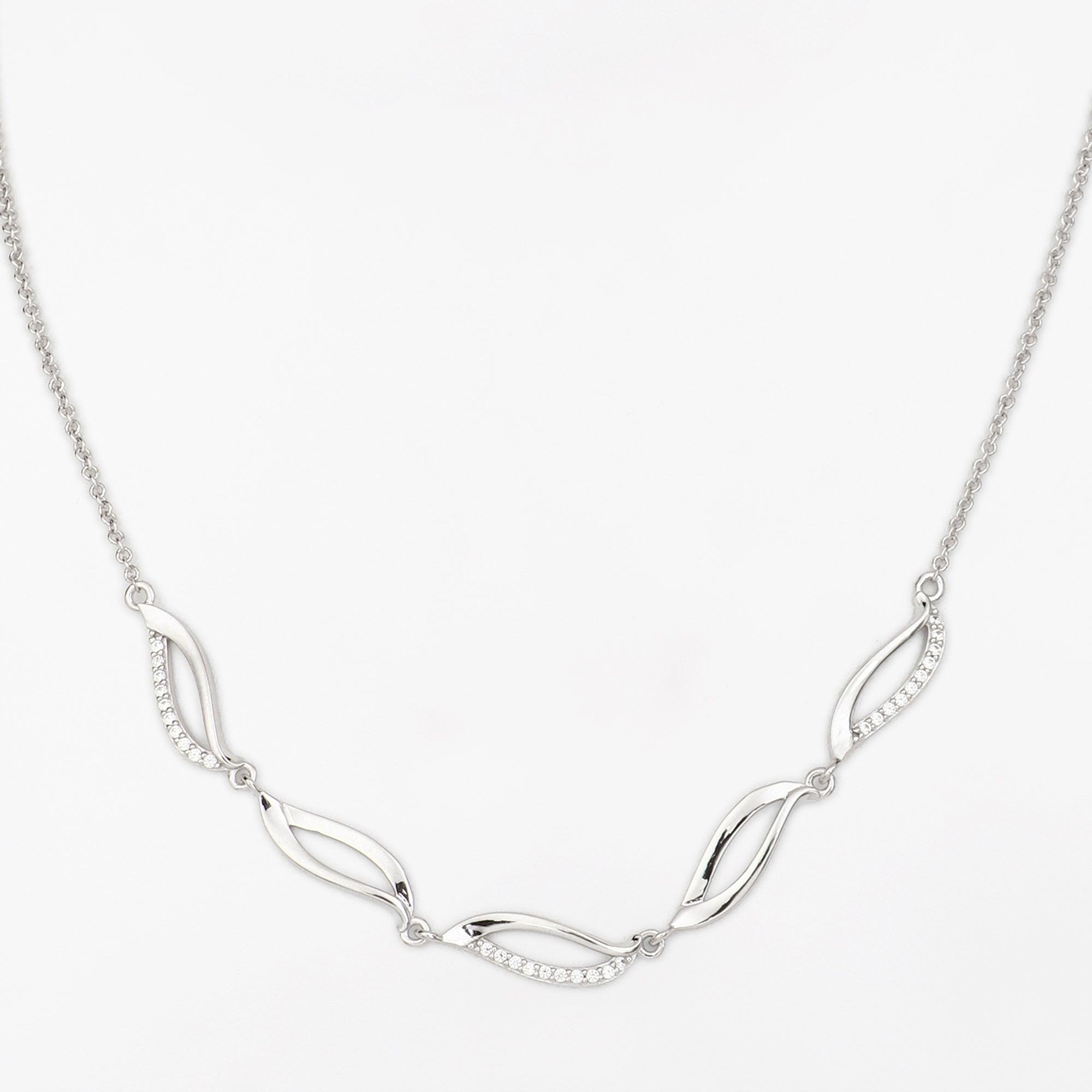 Graceful Curve Ensemble Silver Necklace - Diavo Jewels