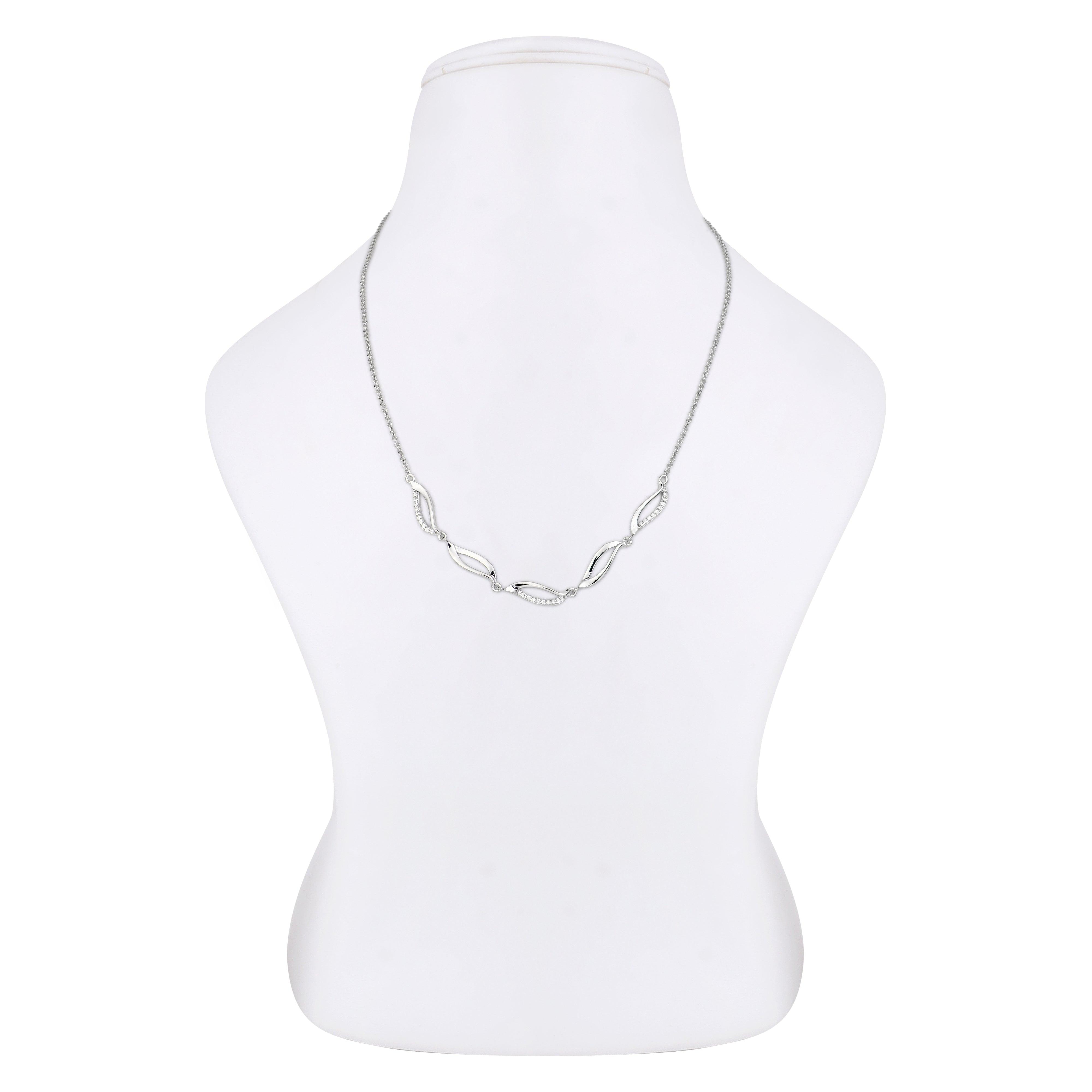 Graceful Curve Ensemble Silver Necklace - Diavo Jewels