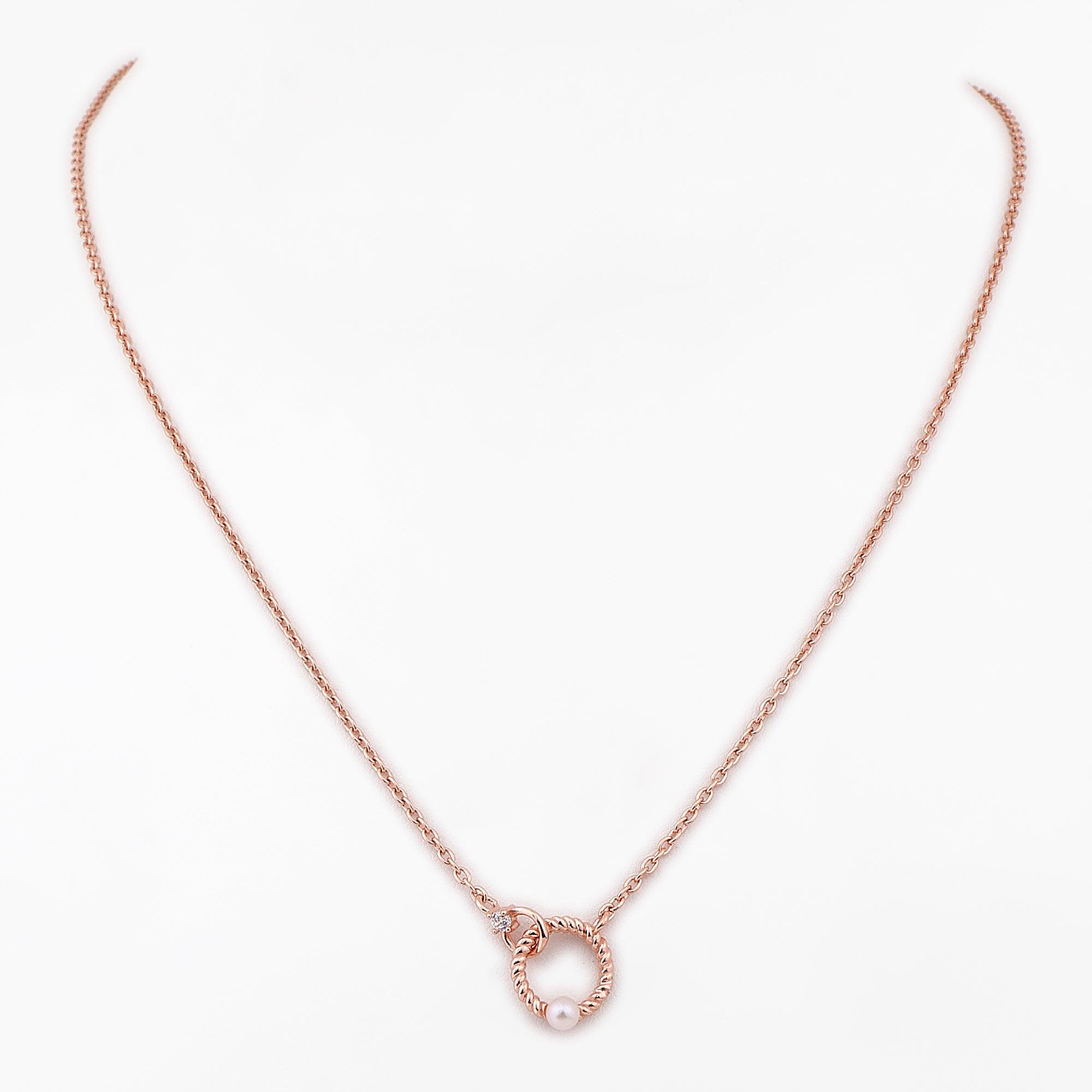 Circle of Charm Pearl Silver Necklace - Diavo Jewels