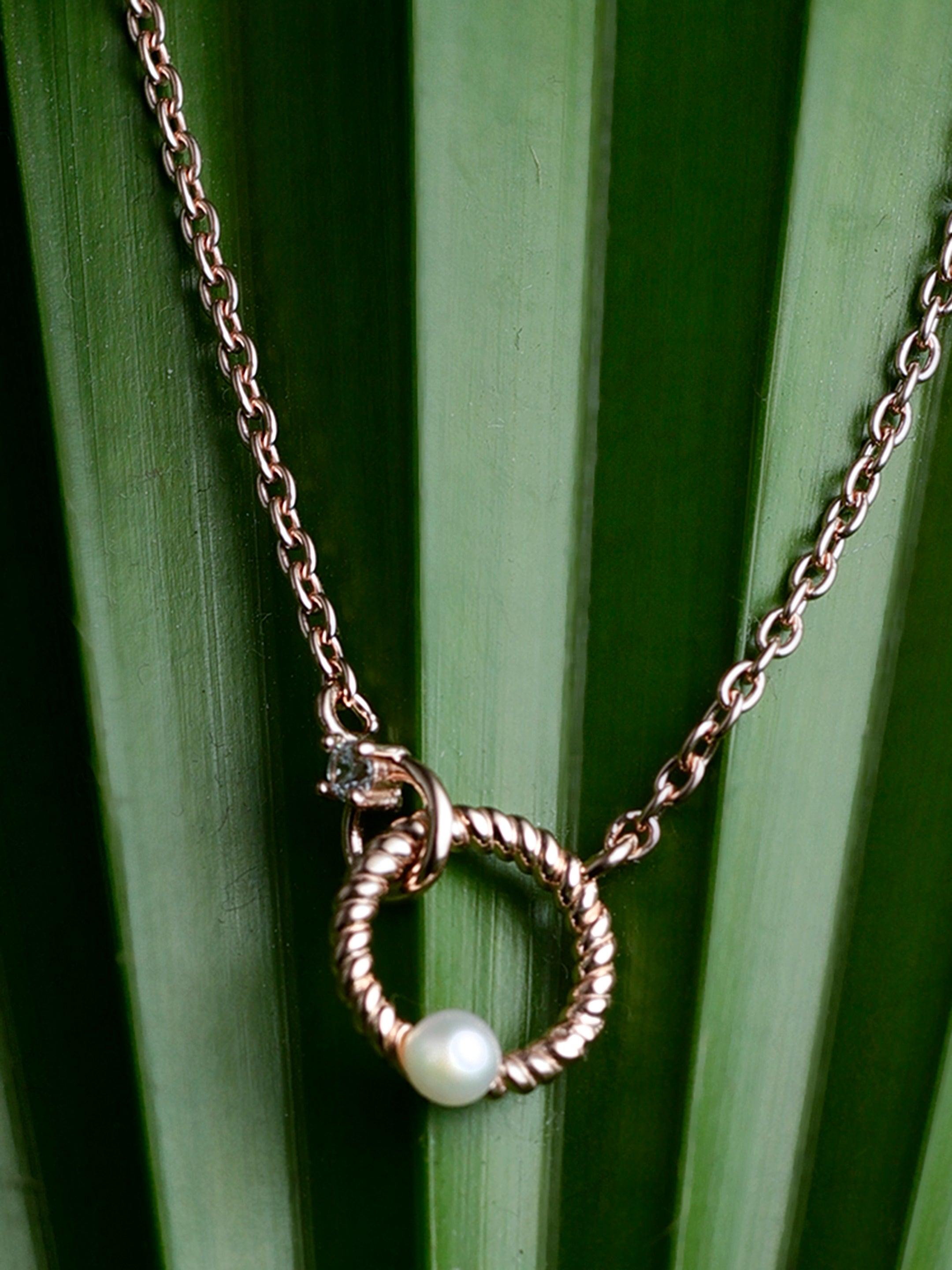 Circle of Charm Pearl Silver Necklace - Diavo Jewels