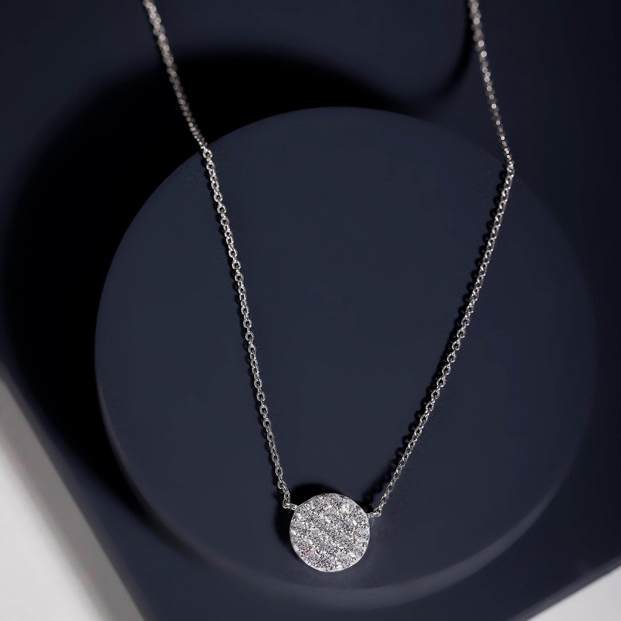 CZ-Encrusted Circle of Glamour Silver Necklace - Diavo Jewels
