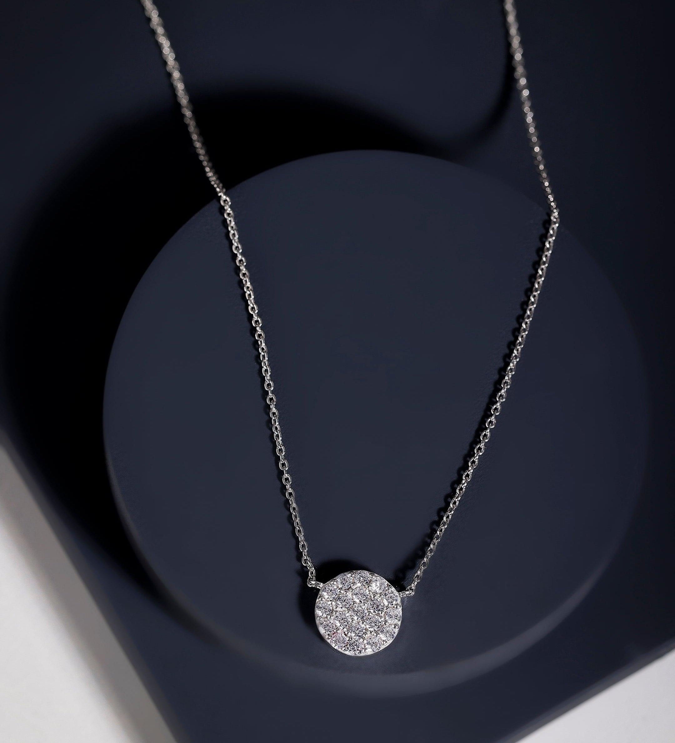 CZ-Encrusted Circle of Glamour Silver Necklace - Diavo Jewels