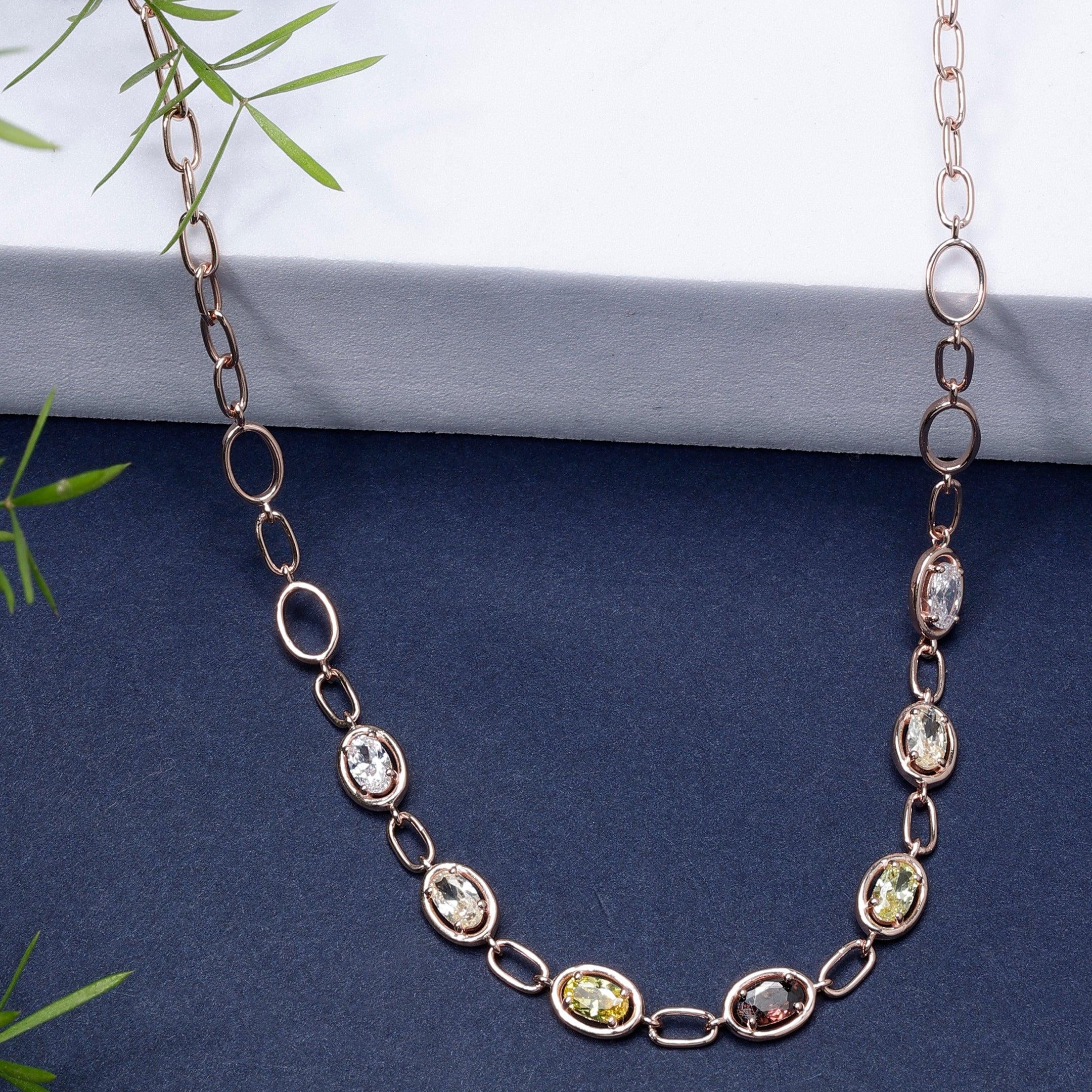 Colorful Chain of Dreams Silver Necklace - Diavo Jewels