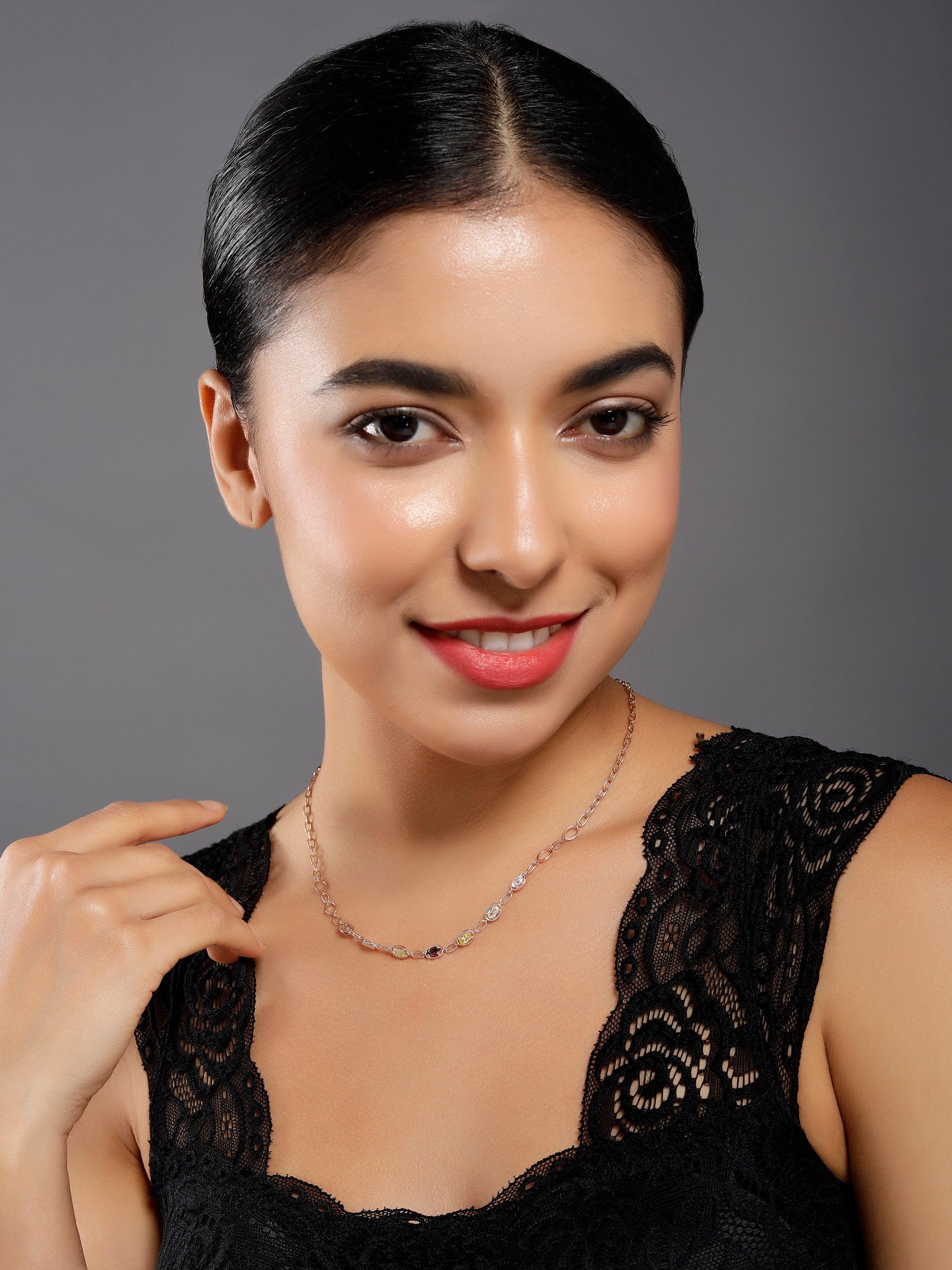 Colorful Chain of Dreams Silver Necklace - Diavo Jewels