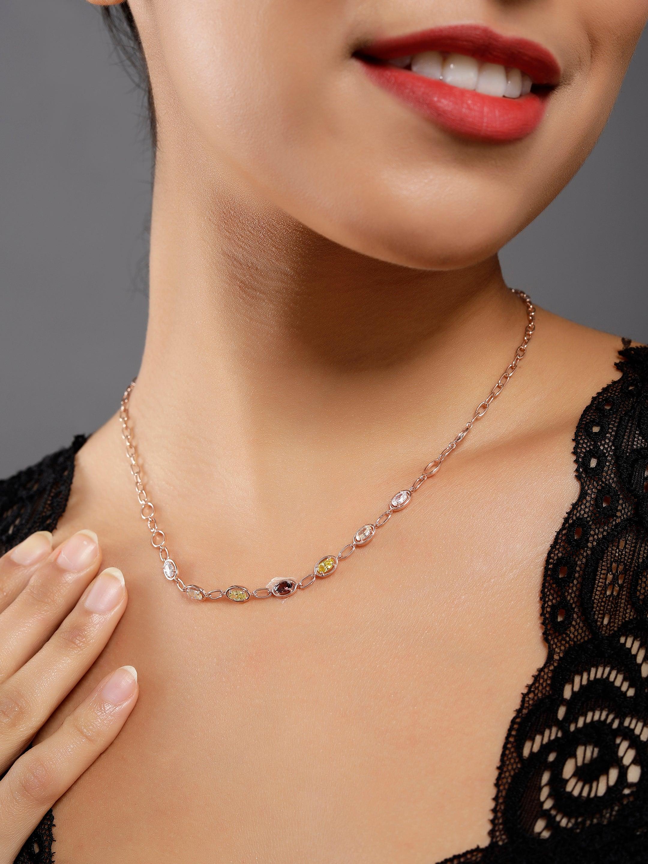 Colorful Chain of Dreams Silver Necklace - Diavo Jewels