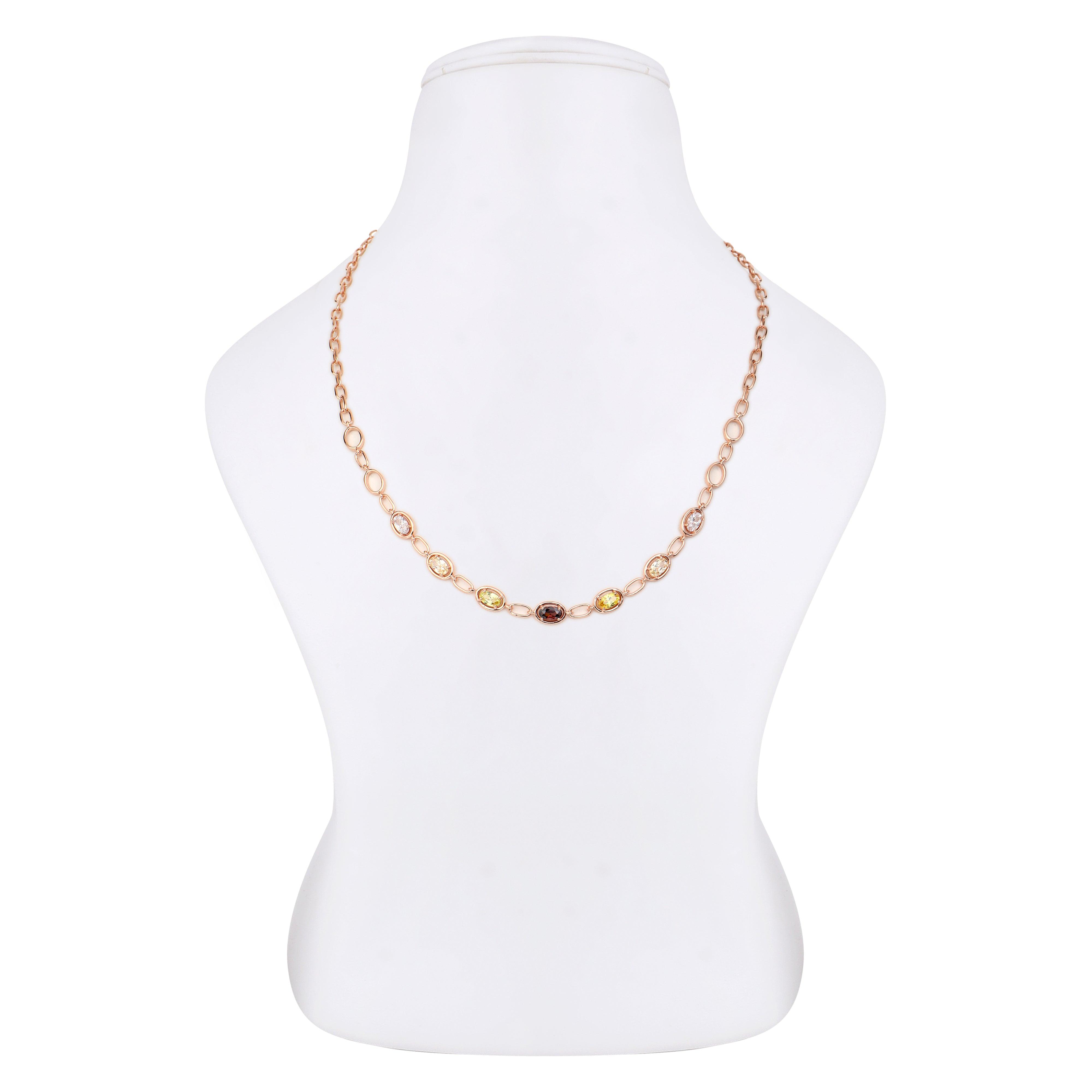 Colorful Chain of Dreams Silver Necklace - Diavo Jewels