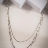 Cable Link Dual-Strand Silver Necklace - Diavo Jewels