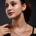 Cable Link Dual-Strand Silver Necklace - Diavo Jewels