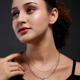 Cable Link Dual-Strand Silver Necklace - Diavo Jewels