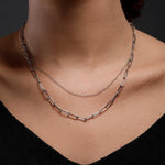 Cable Link Dual-Strand Silver Necklace - Diavo Jewels