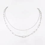 Cable Link Dual-Strand Silver Necklace - Diavo Jewels