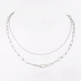 Cable Link Dual-Strand Silver Necklace - Diavo Jewels