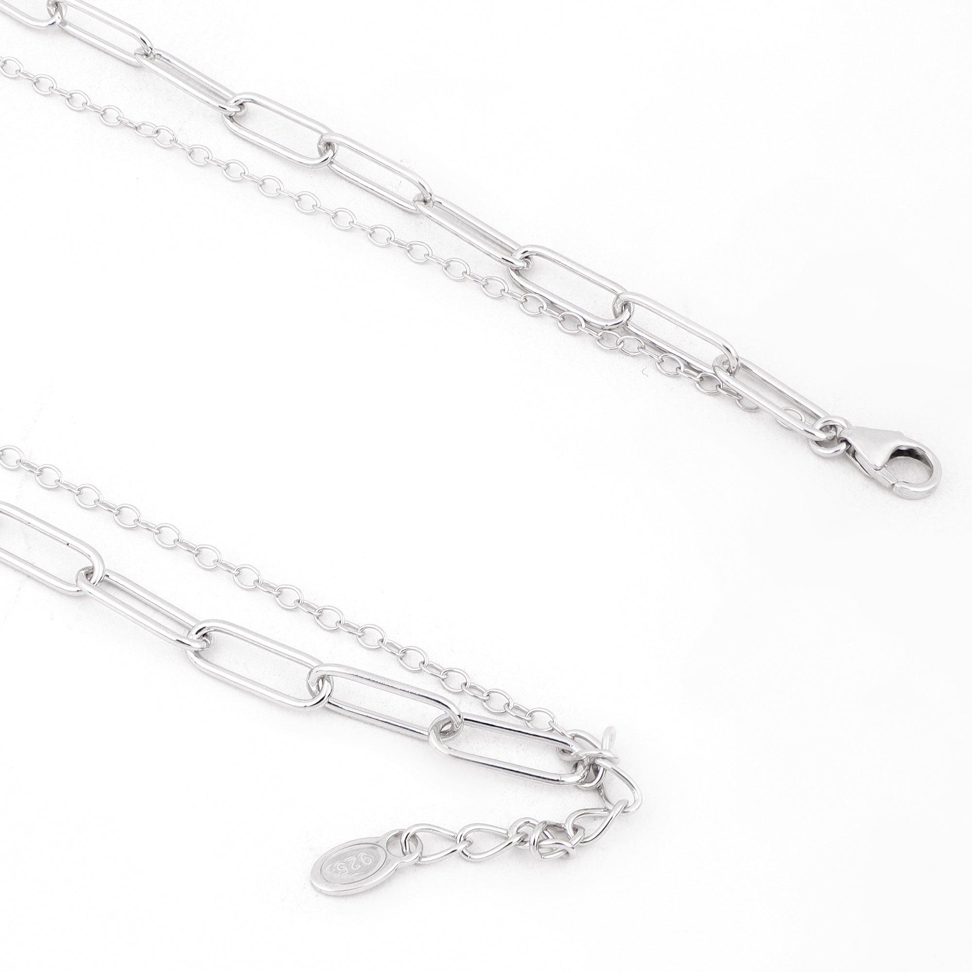 Cable Link Dual-Strand Silver Necklace - Diavo Jewels