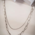 Cable Link Dual-Strand Silver Necklace - Diavo Jewels