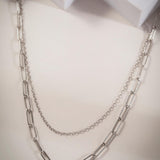 Cable Link Dual-Strand Silver Necklace - Diavo Jewels