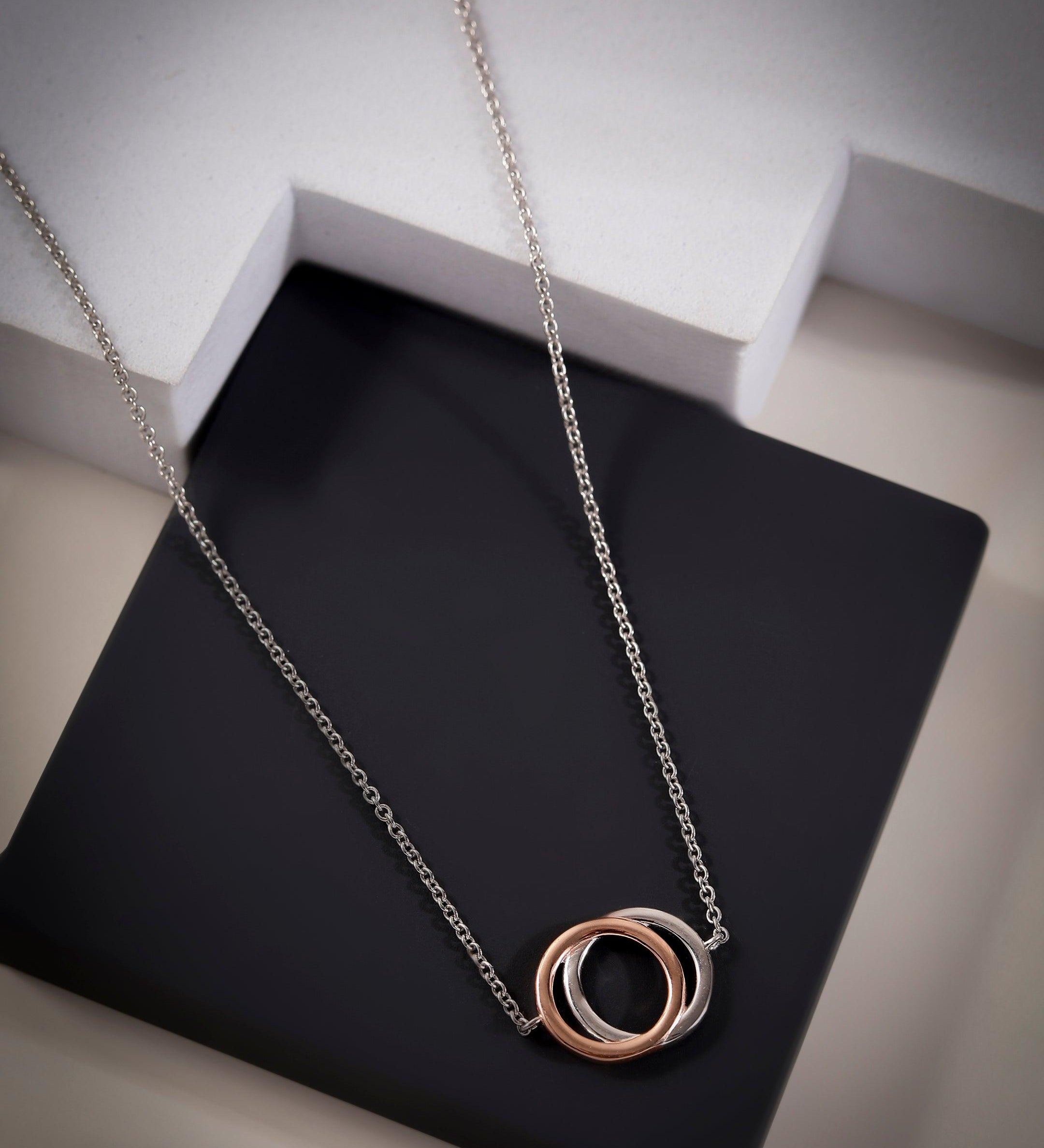 Dual Hoop Fusion Silver Necklace - Diavo Jewels