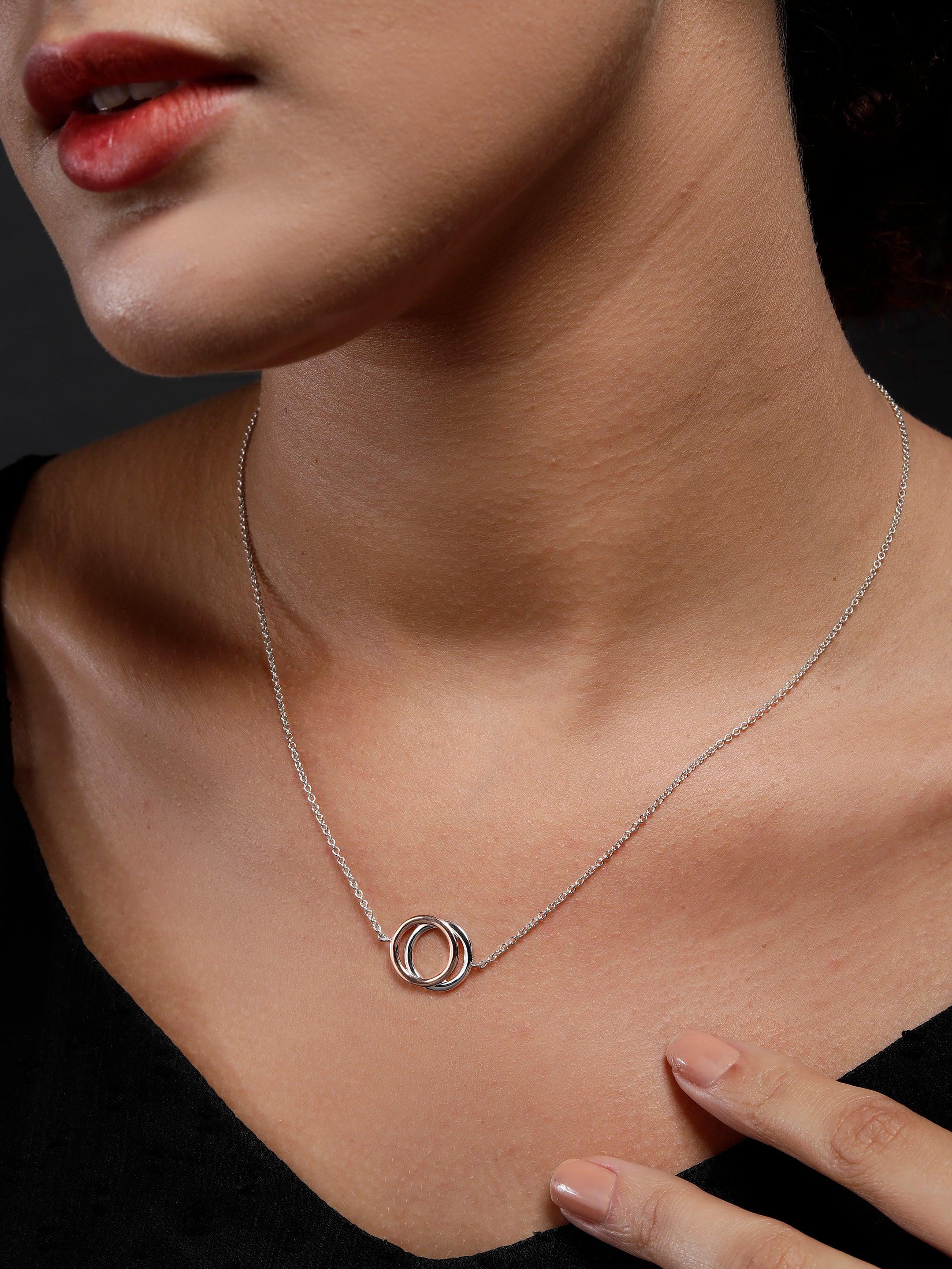 Dual Hoop Fusion Silver Necklace - Diavo Jewels