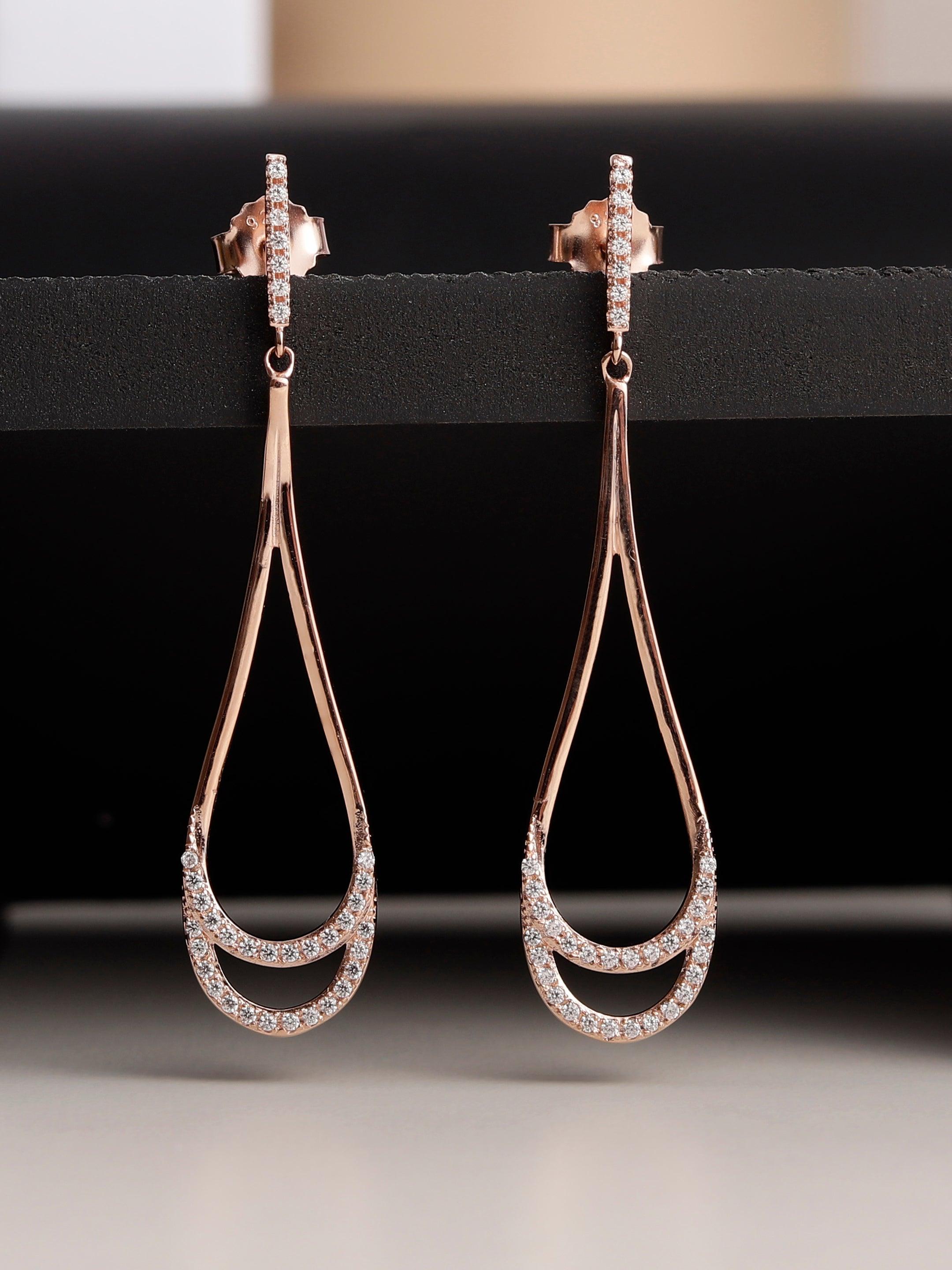 Crescent Moon Drops Silver Earrings - Diavo Jewels