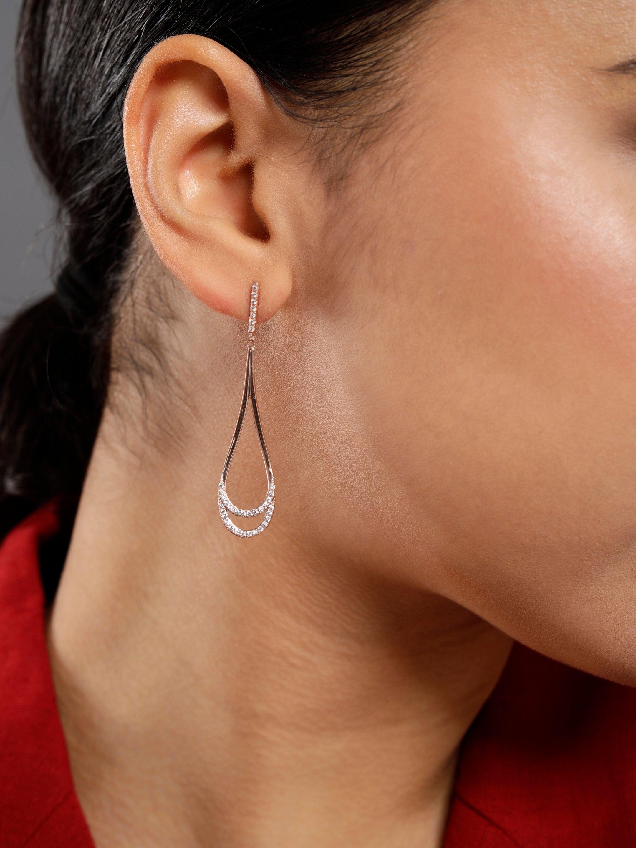 Crescent Moon Drops Silver Earrings - Diavo Jewels