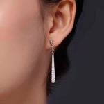 Baton Long Silver Drop Earrings