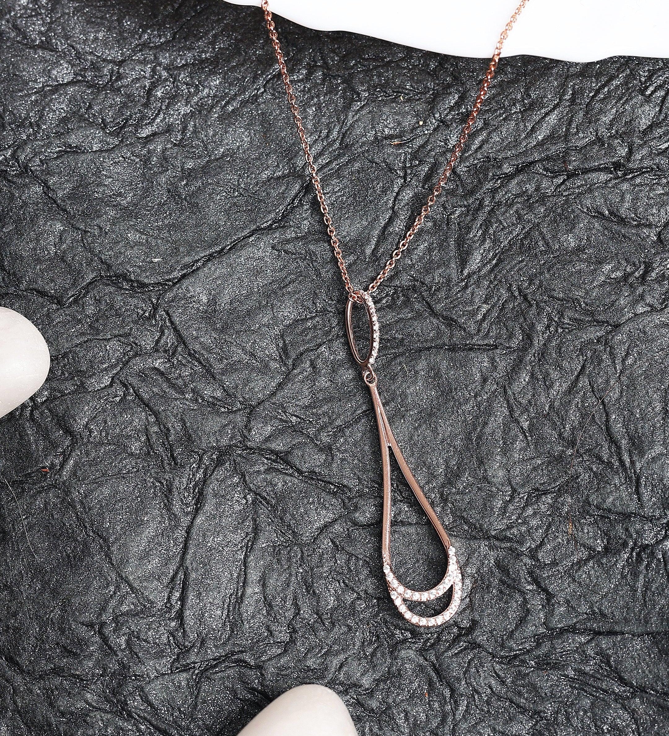 Crescent Moon Drop Silver Necklace - Diavo Jewels