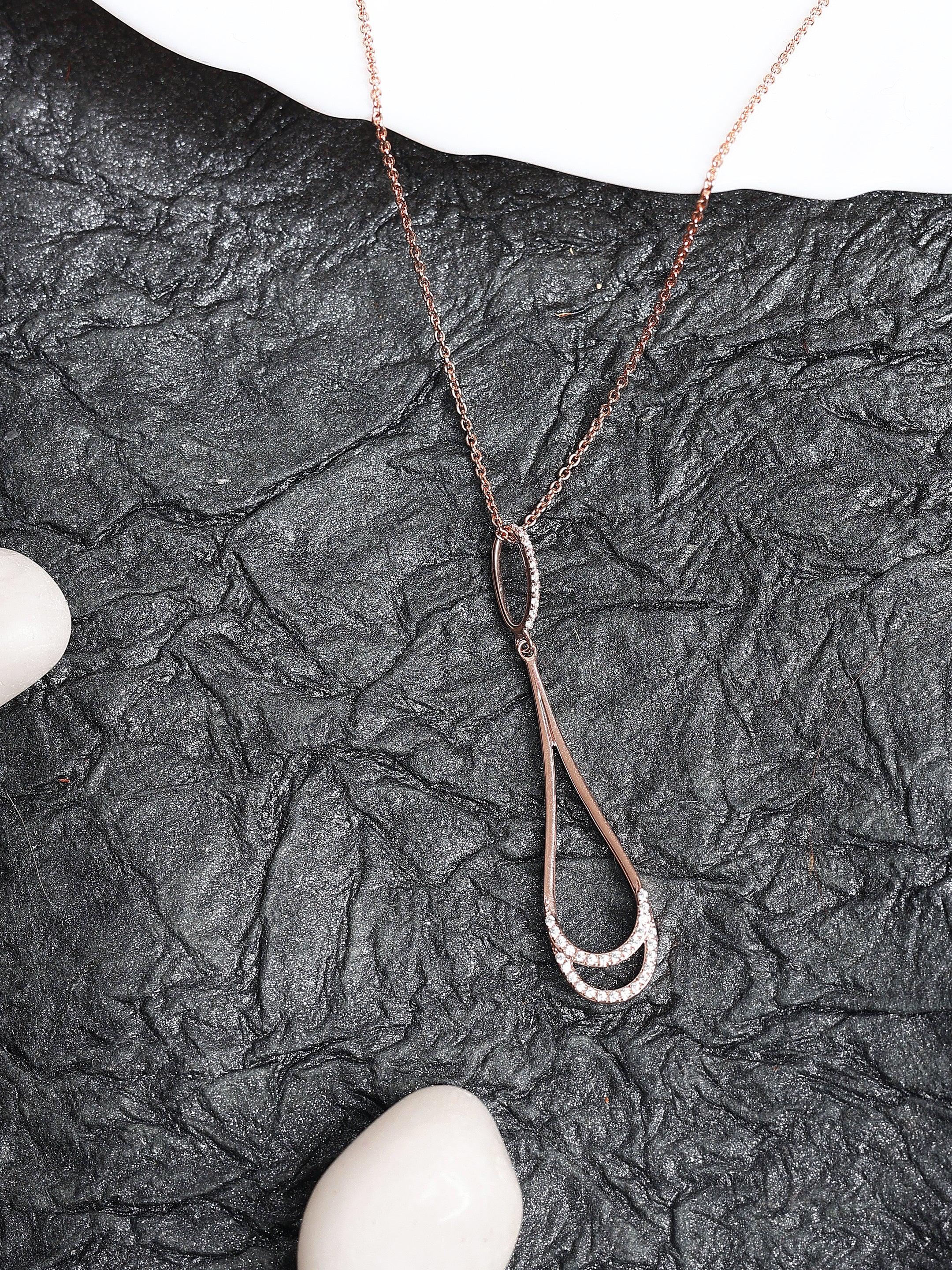 Crescent Moon Drop Silver Necklace - Diavo Jewels