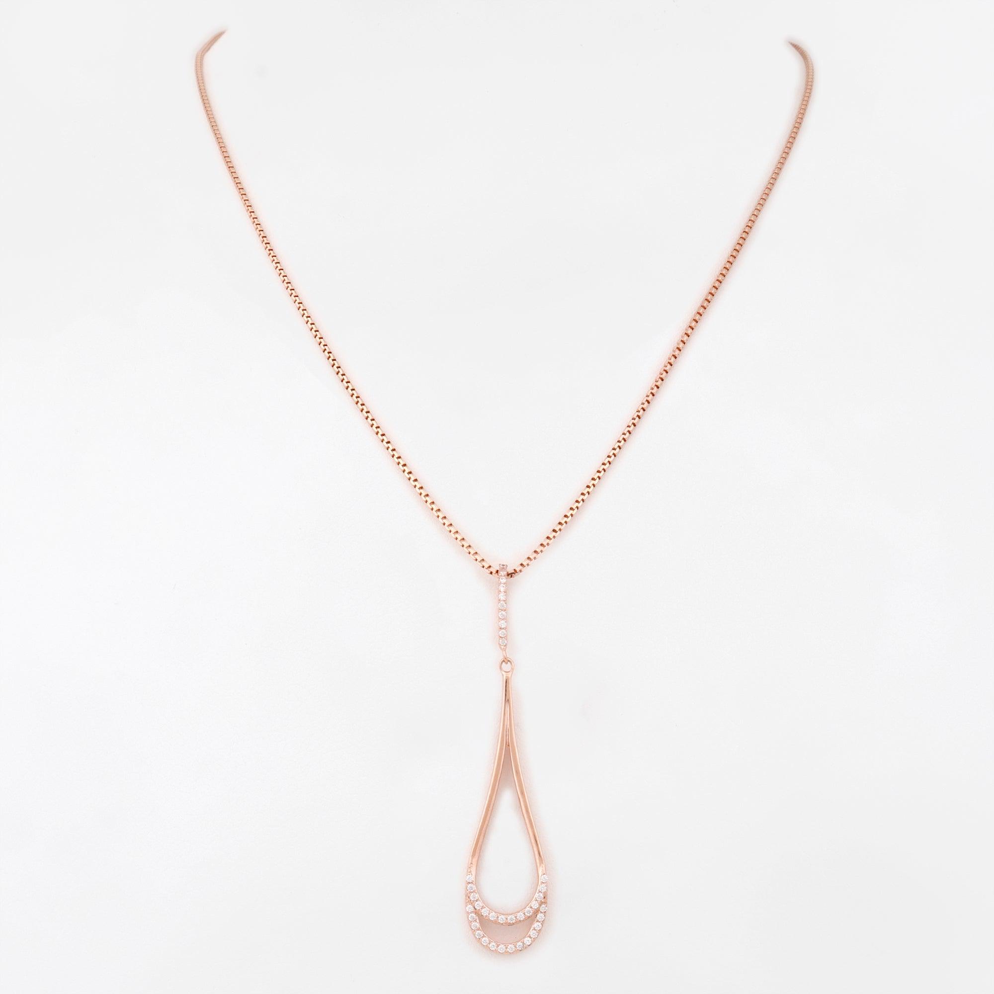 Crescent Moon Drop Silver Necklace - Diavo Jewels