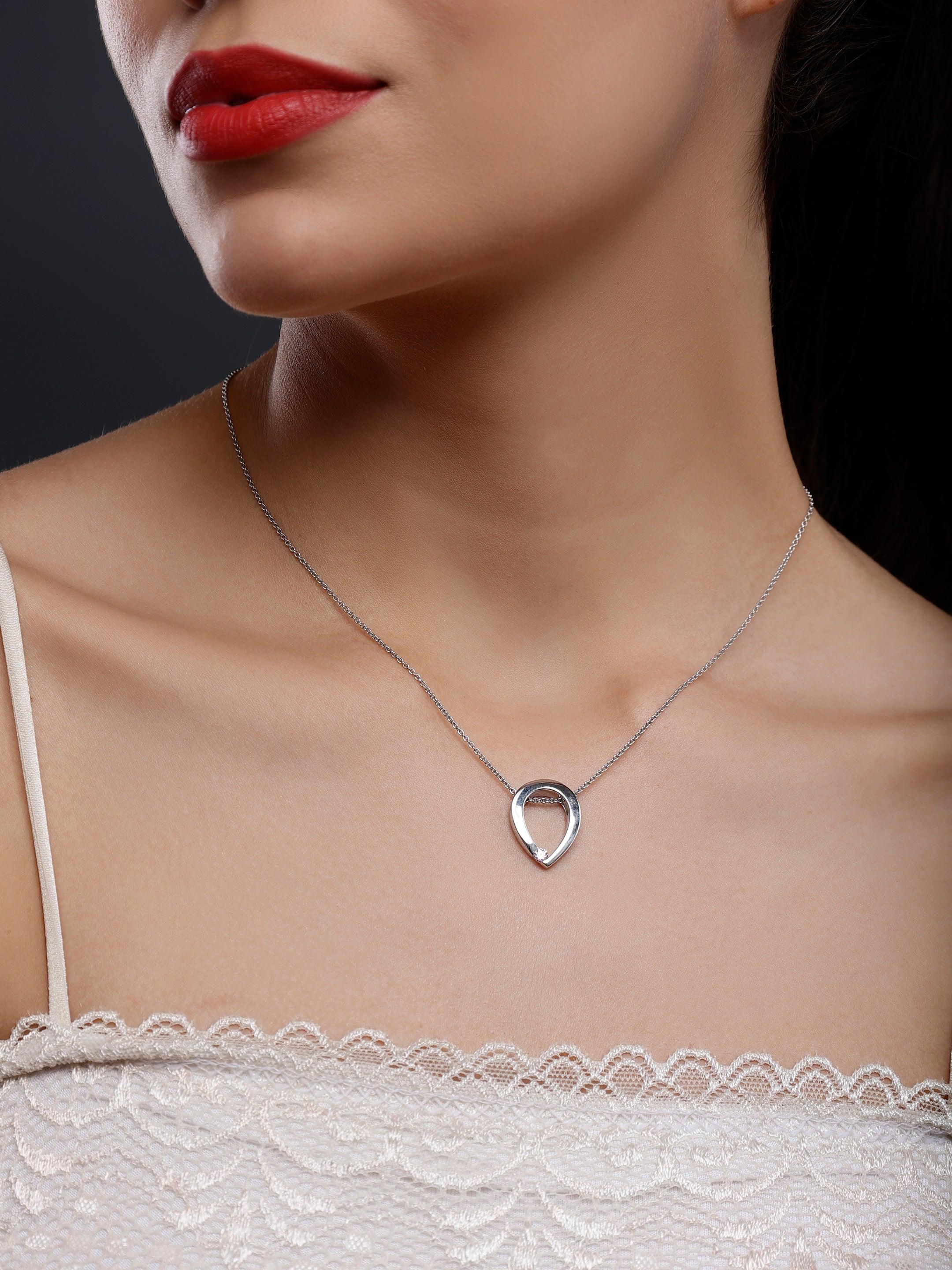 Pink Droplet Silver Necklace - Diavo Jewels