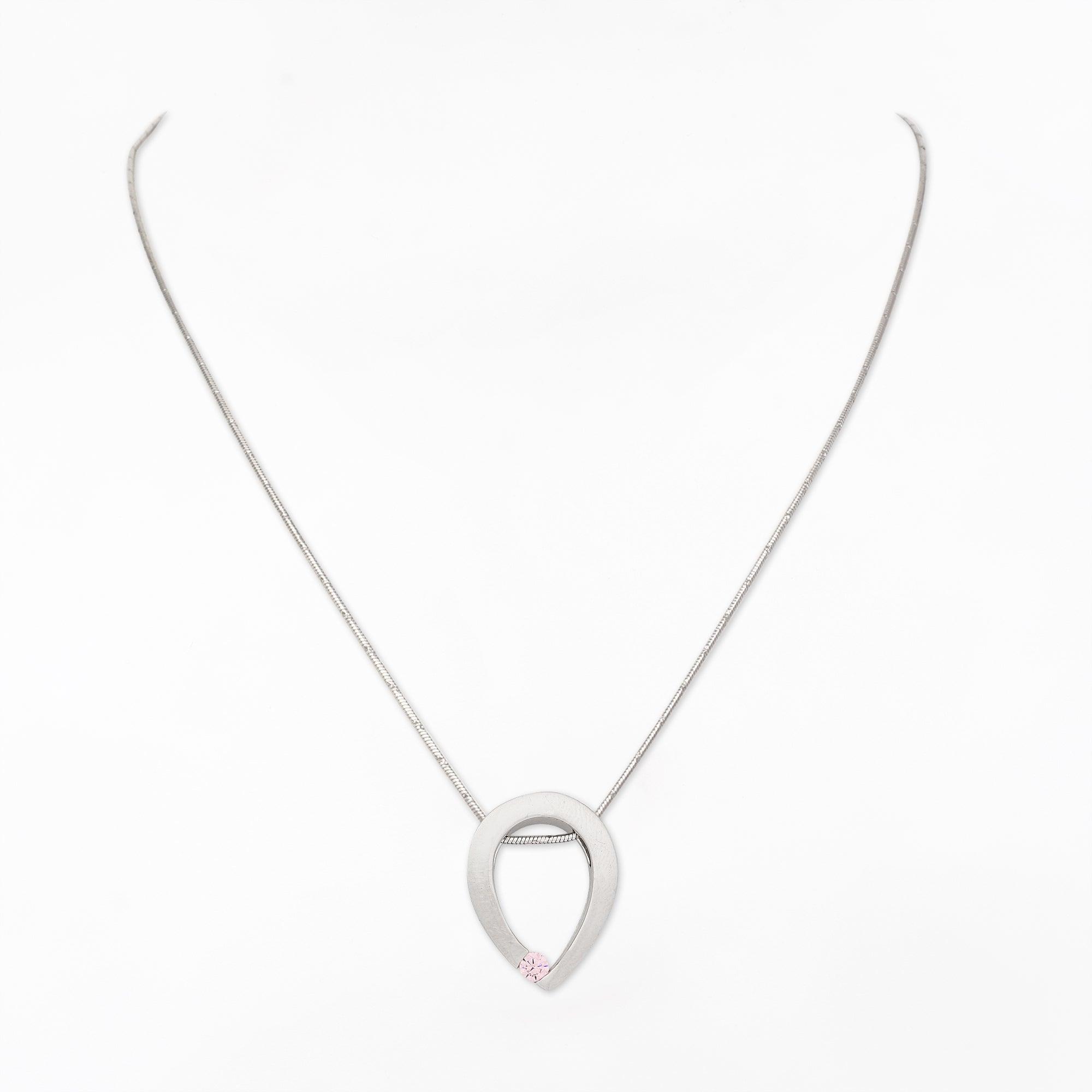 Pink Droplet Silver Necklace - Diavo Jewels