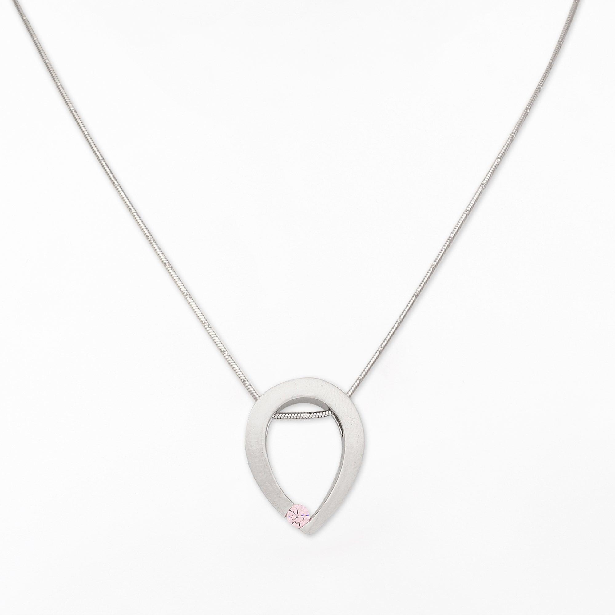 Pink Droplet Silver Necklace - Diavo Jewels