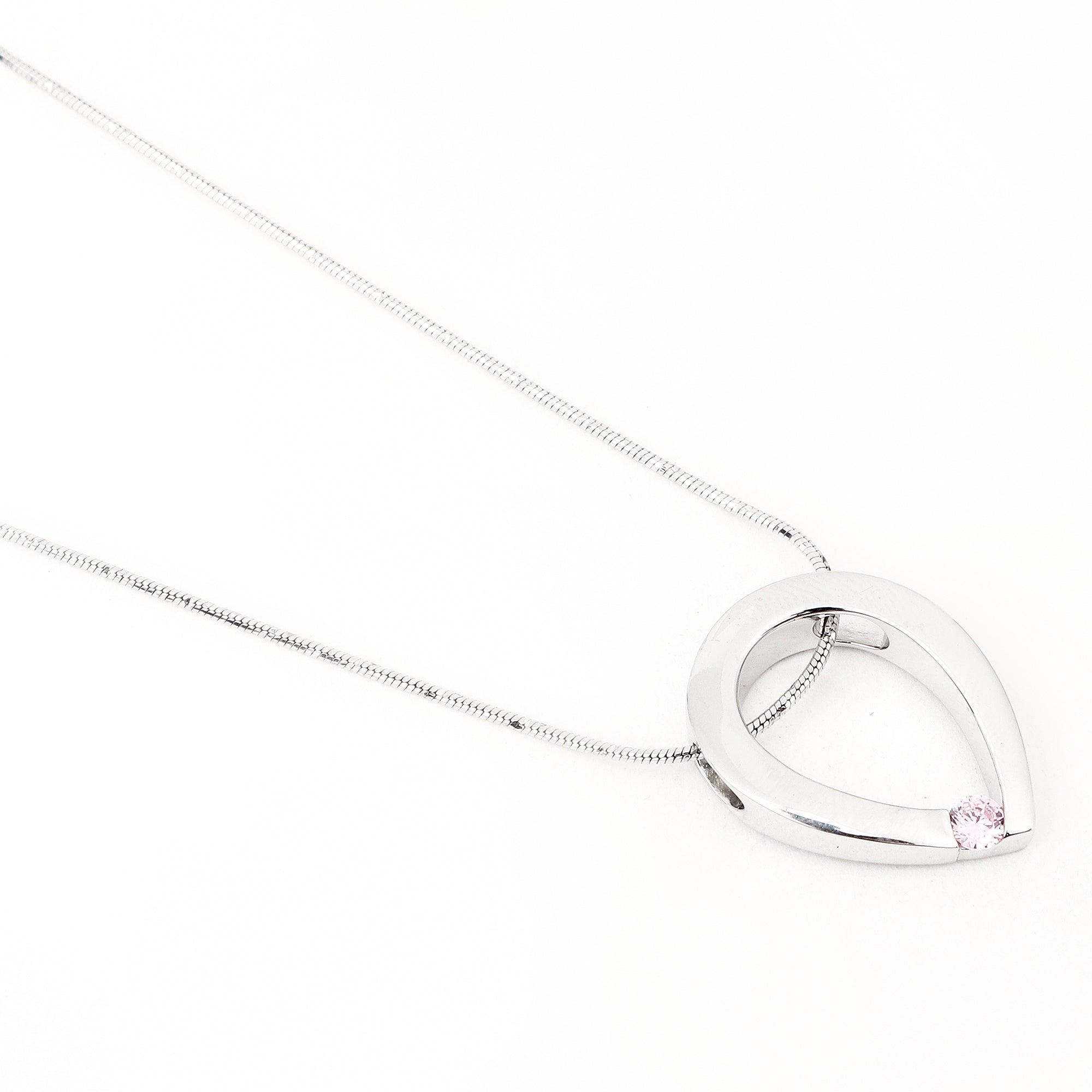 Pink Droplet Silver Necklace - Diavo Jewels