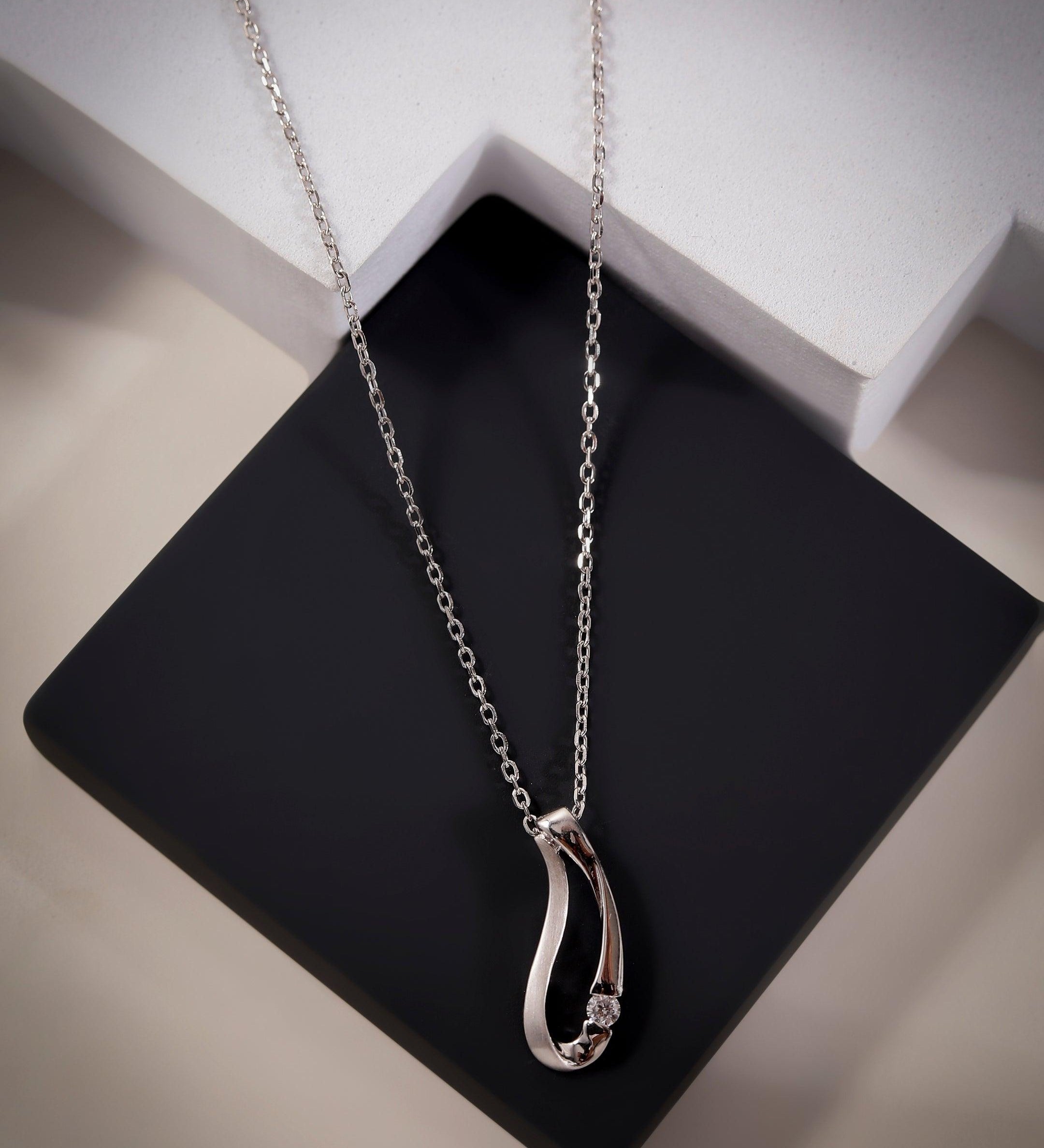 Charming Crescent Silver Necklace - Diavo Jewels