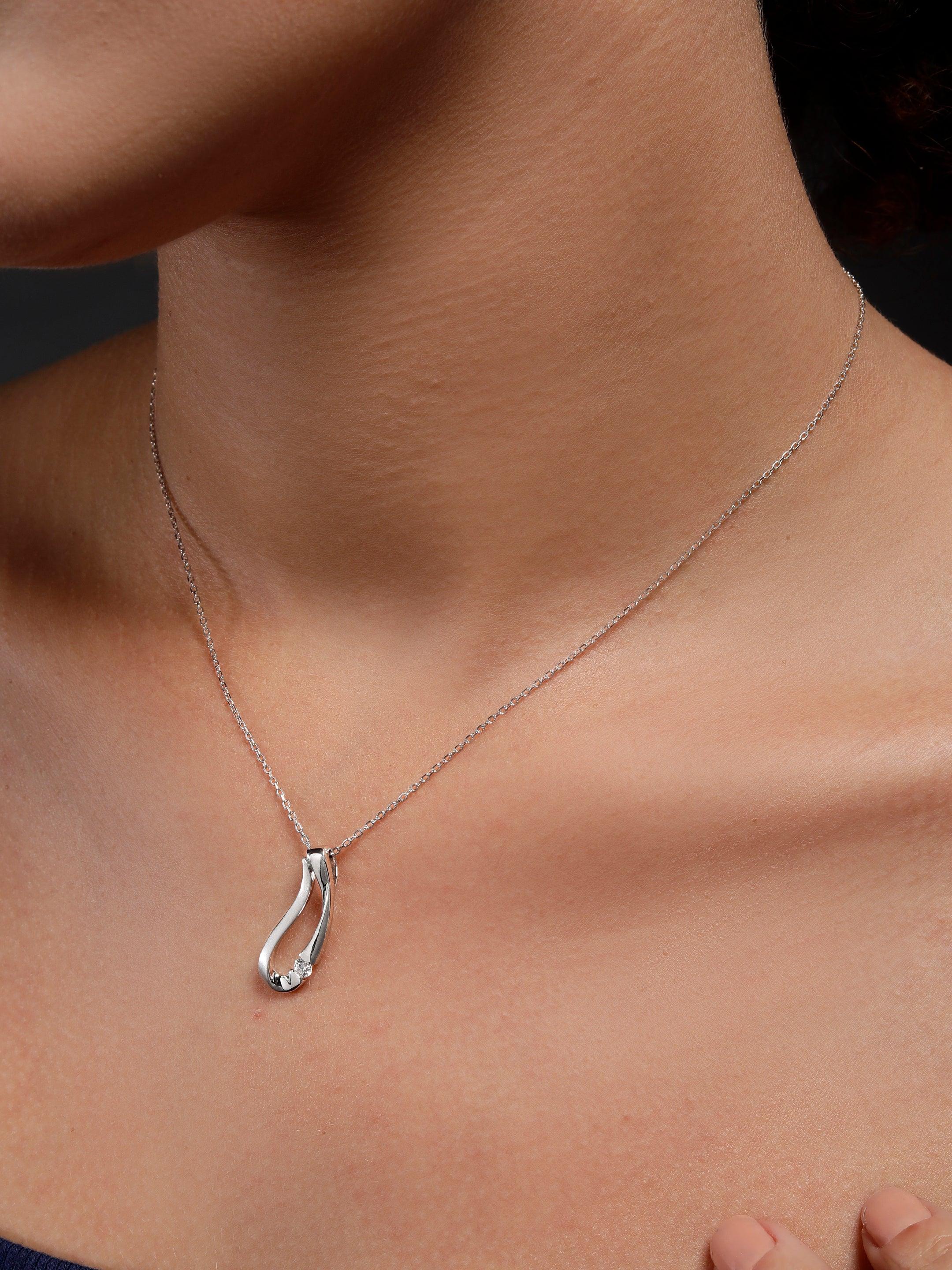 Charming Crescent Silver Necklace - Diavo Jewels