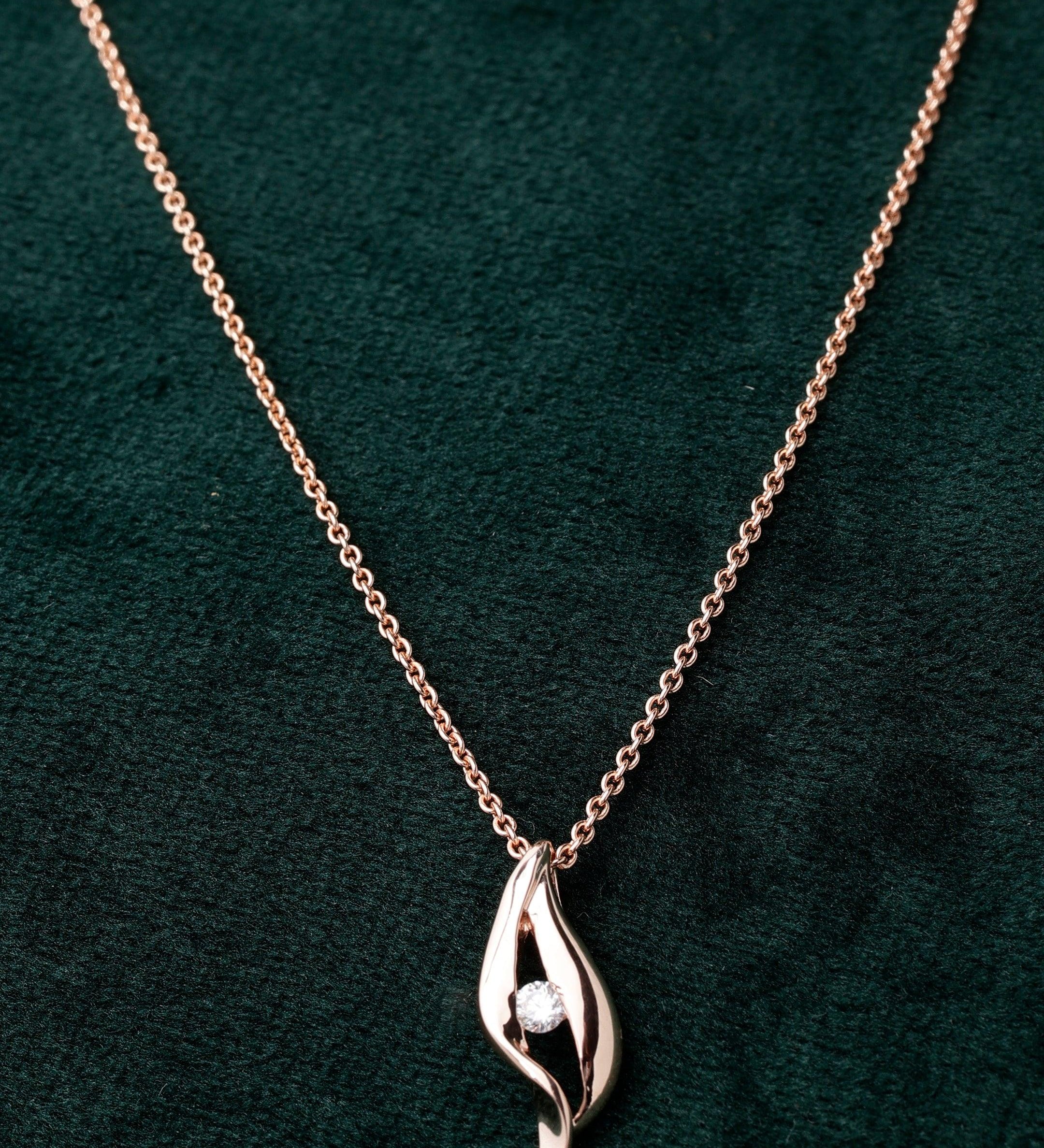 Curved Eye Rose Gold Plated Silver Necklace - Diavo Jewels