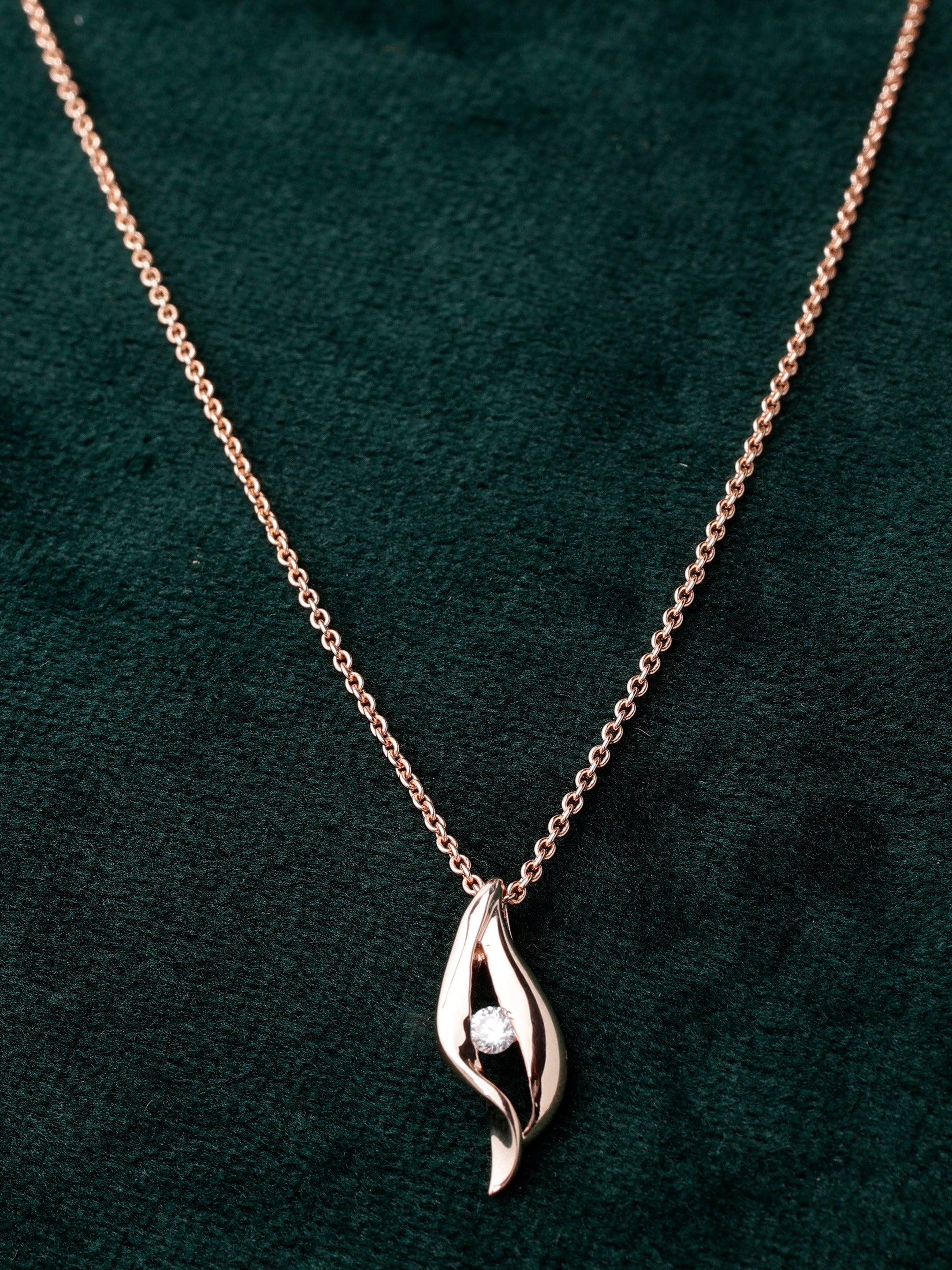 Curved Eye Rose Gold Plated Silver Necklace - Diavo Jewels