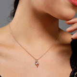 Curved Eye Rose Gold Plated Silver Necklace - Diavo Jewels