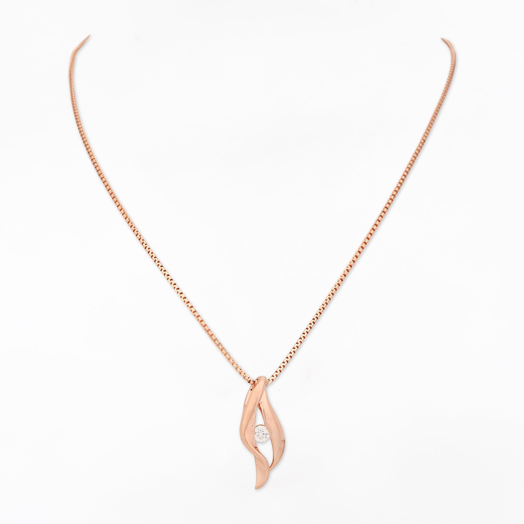 Curved Eye Rose Gold Plated Silver Necklace - Diavo Jewels